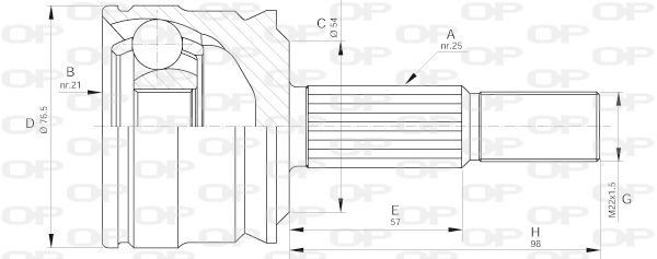 OPEN PARTS Шарнирный комплект, приводной вал CVJ5642.10